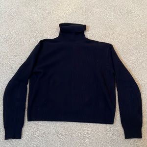 Theory. Navy blue, long sleeve, turtleneck sweater. Small